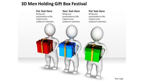 Business Power Point Men Holding Gift Box Festival PowerPoint Templates Ppt Backgrounds For Slides