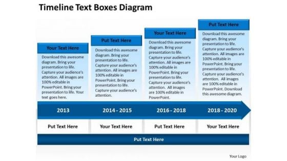 Business Power Point Timeline Text Boxes Diagram Ppt PowerPoint Slides