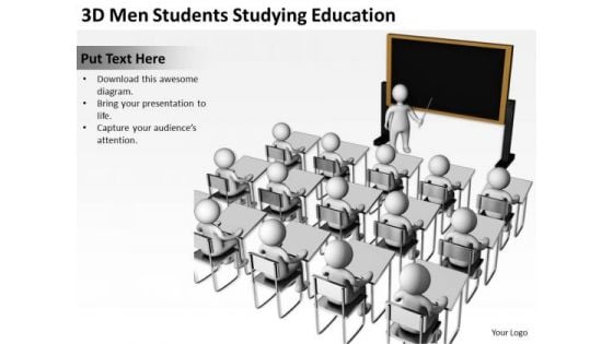 Business PowerPoint Examples 3d Men Students Studying Education Templates