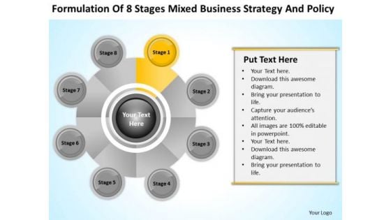 Business PowerPoint Examples 8 Stages Mixed Strategy And Policy Ppt Templates