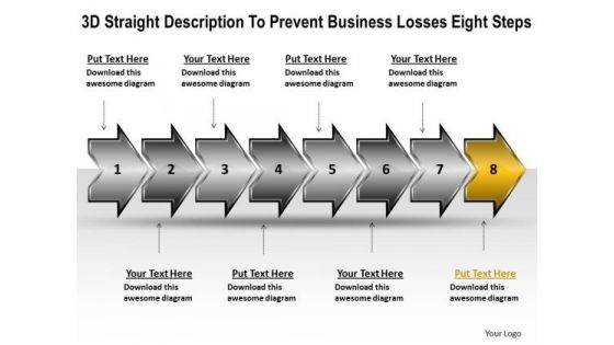 Business PowerPoint Presentation Losses Eight Steps Flow Chart Slides