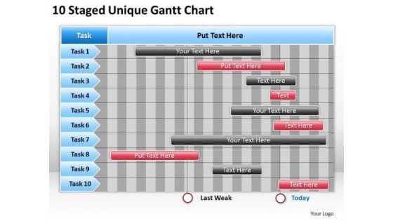 Business PowerPoint Template 10 Staged Unique Gantt Chart Ppt Templates