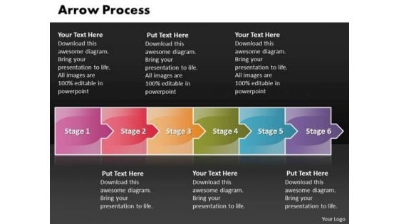 Business PowerPoint Template Arrow Process 6 Stages Management Design