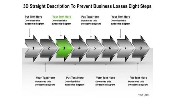 Business PowerPoint Templates Losses Eight Steps Free Flow Chart Slides