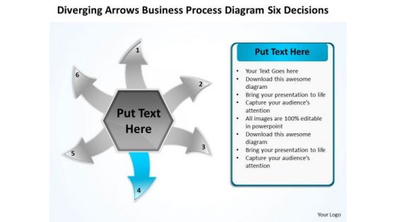 Business PowerPoint Theme Process Diagram Six Decisions Cycle Flow Network Slide