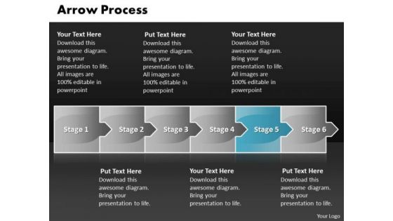 Business Ppt Arrow Process 6 Stages Time Management PowerPoint Graphic