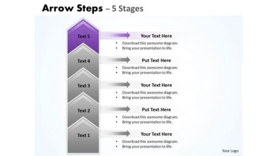 Business Ppt Template Arrect 5 Steps Representation Project Management PowerPoint 6 Image