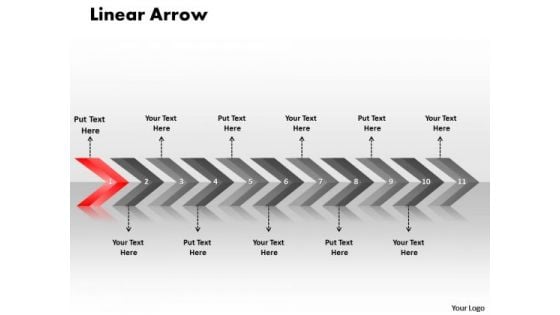 Business Ppt Template Linear Arrows 11 Stages Time Management PowerPoint 2 Graphic