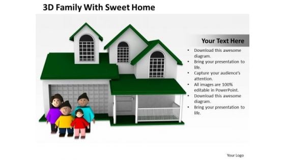 Business Process Diagram Chart 3d Family With Sweet Home PowerPoint Slides