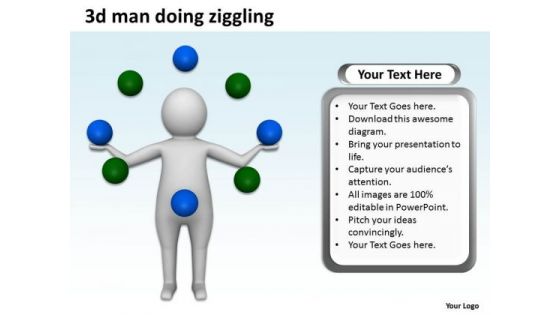 Business Process Diagram Chart 3d Man Doing Ziggling PowerPoint Templates