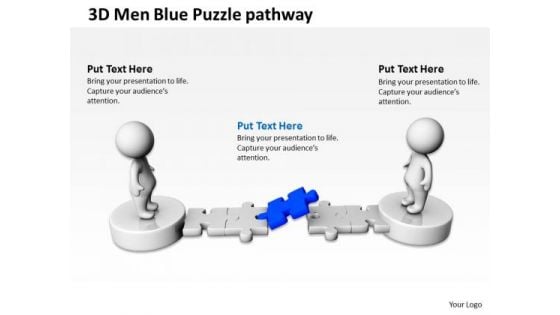 Business Process Diagram Chart 3d Men Blue Puzzle Pathway PowerPoint Templates