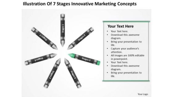 Business Process Diagram Chart Of 7 Stages Innovative Marketing Concepts PowerPoint Slide