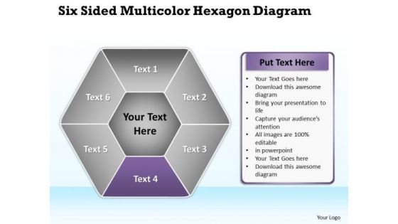 Business Process Diagram Chart Six Sided Multicolor Hexagon PowerPoint Slides