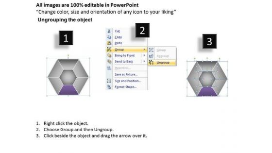 Business Process Diagram Chart Six Sided Multicolor Hexagon PowerPoint Slides