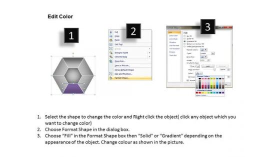 Business Process Diagram Chart Six Sided Multicolor Hexagon PowerPoint Slides