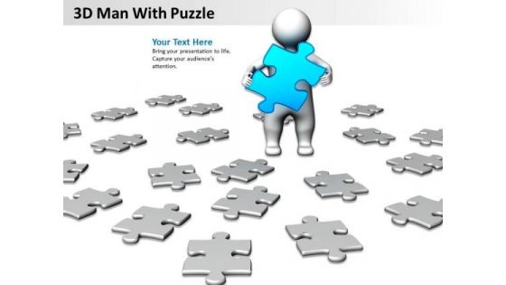 Business Process Diagram Example 3d Man With Puzzle PowerPoint Templates