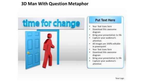 Business Process Diagram Example 3d Man With Time For Change PowerPoint Slides