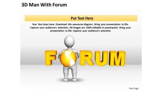 Business Process Diagrams 3d Man With Forum PowerPoint Templates