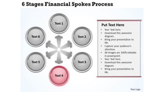 Business Process Diagrams 6 Stages Financial Spokes PowerPoint Templates