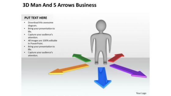 Business Process Diagrams Examples 3d Man And Arrows PowerPoint Slides