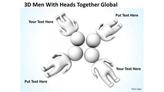 Business Process Diagrams Examples 3d Men With Heads Together Global PowerPoint Templates