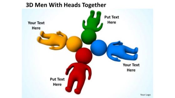 Business Process Diagrams Examples 3d Men With Heads Together PowerPoint Templates