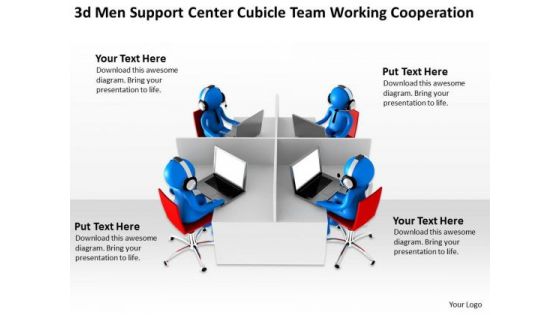 Business Process Diagrams Examples Center Cubicle Team Working Cooperation PowerPoint Slides