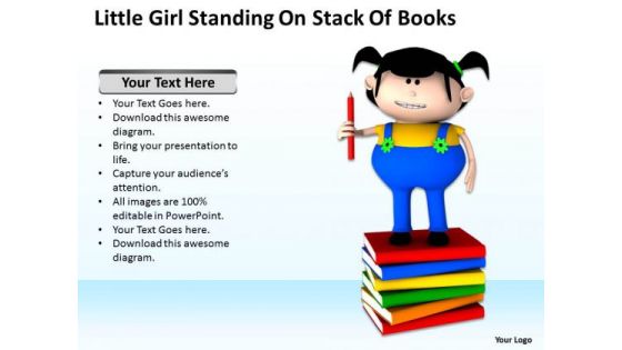 Business Process Diagrams Examples Little Girl Standing On Stack Of Books PowerPoint Slides