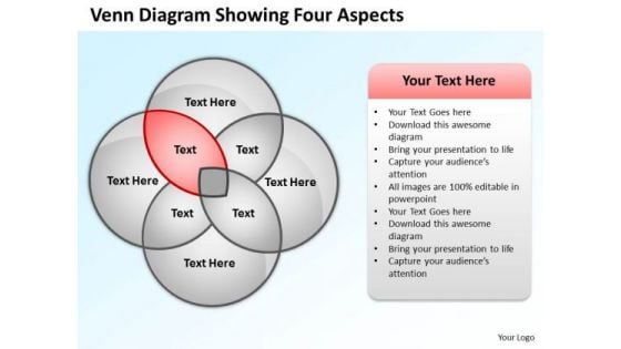 Business Process Diagrams Examples Venn Showing Four Aspects PowerPoint Slides