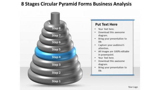 Business Process Flow 8 Stages Circular Pyramid Forms Analysis Ppt PowerPoint Template