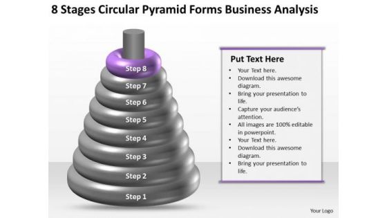 Business Process Flow 8 Stages Circular Pyramid Forms Analysis Ppt PowerPoint Templates