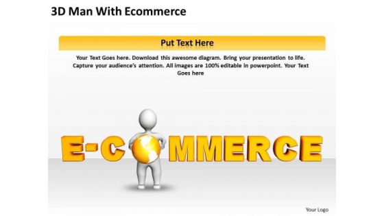 Business Process Flow Chart Examples 3d Man With Ecommerce PowerPoint Slides