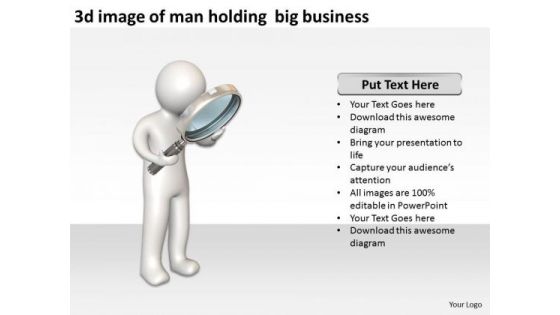 Business Process Flow Diagram Examples 3d Image Of Man Holding Big PowerPoint Templates