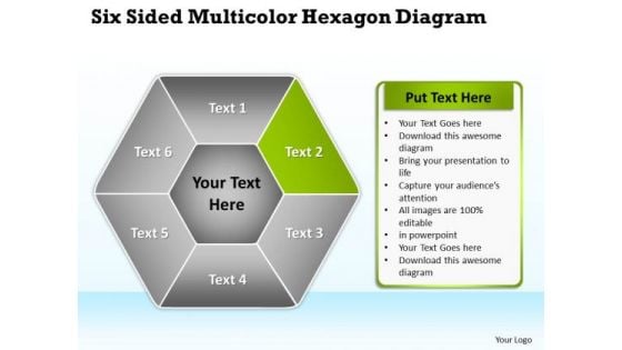 Business Process Flow Diagram Examples Sided Multicolor Hexagon PowerPoint Templates