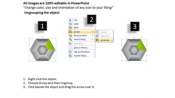 Business Process Flow Diagram Examples Sided Multicolor Hexagon PowerPoint Templates