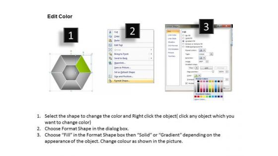 Business Process Flow Diagram Examples Sided Multicolor Hexagon PowerPoint Templates