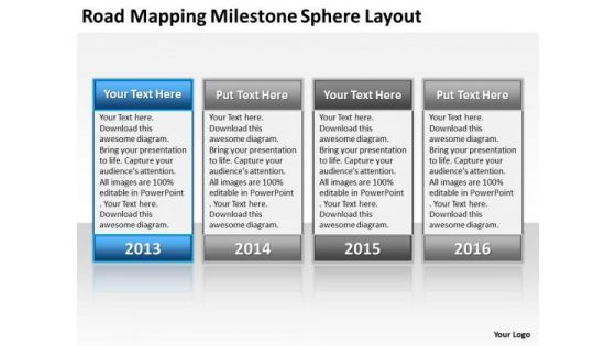 Business Process Flow Diagram Mapping Milestone Sphere Layout PowerPoint Templates