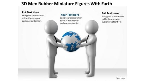 Business Process Flow Diagrams 3d Men Rubber Miniature Figures With Earth PowerPoint Slides