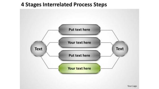 Business Process Flow Diagrams 4 Stages Interrelated Steps PowerPoint Templates