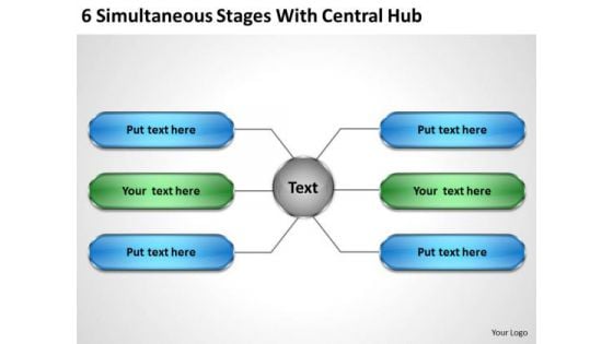 Business Process Flow Diagrams With Central Hub PowerPoint Templates Ppt Backgrounds For Slides