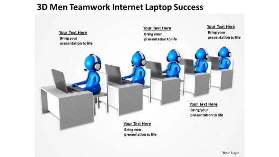 Business Process Flowchart 3d Men Teamwork Internet Laptop Success PowerPoint Slides