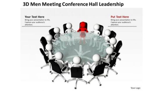 Business Process Flowchart Examples 3d Men Meeting Conference Hall Leadership PowerPoint Slides