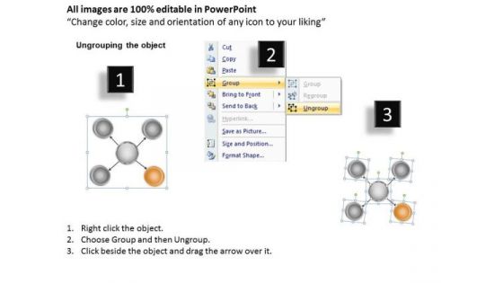 Business Process Flowchart Examples 4 Stages Spoke Design Center Lock PowerPoint Slides