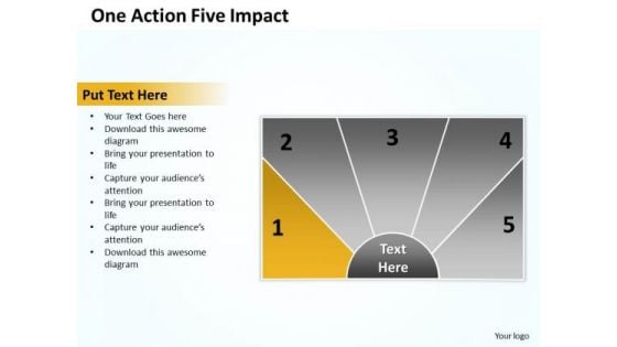 Business Process Model Diagram One Action Five Impact PowerPoint Templates