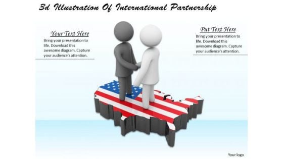 Business Process Strategy 3d Illustration Of International Partnership Character Models