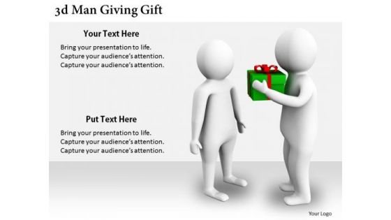 Business Process Strategy 3d Man Giving Gift Adaptable Concepts