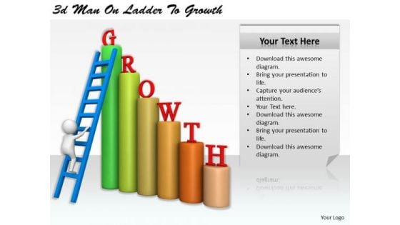 Business Process Strategy 3d Man On Ladder To Growth Character Modeling