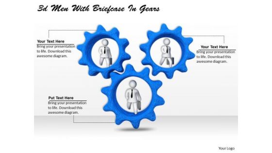 Business Process Strategy 3d Men With Briefcase Gears Basic Concepts