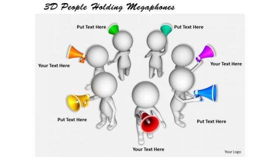 Business Process Strategy 3d People Holding Megaphones Character