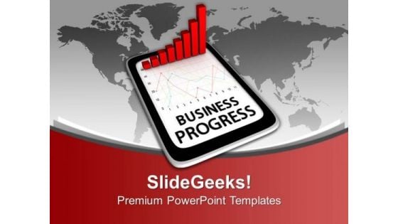 Business Progress On Tablet Bar Graph PowerPoint Templates Ppt Backgrounds For Slides 0313